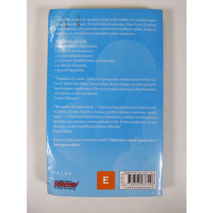 Osta Carr: Vihdoinkin savuton : helppo tapa lopettaa tupakointi | Allen Carr  | Antikvariaatti Finlandia Kirja