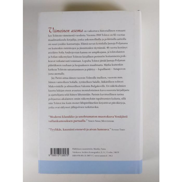 Jay Parini : Viimeinen asema : romaani Leo Tolstoin viimeisestä vuodesta