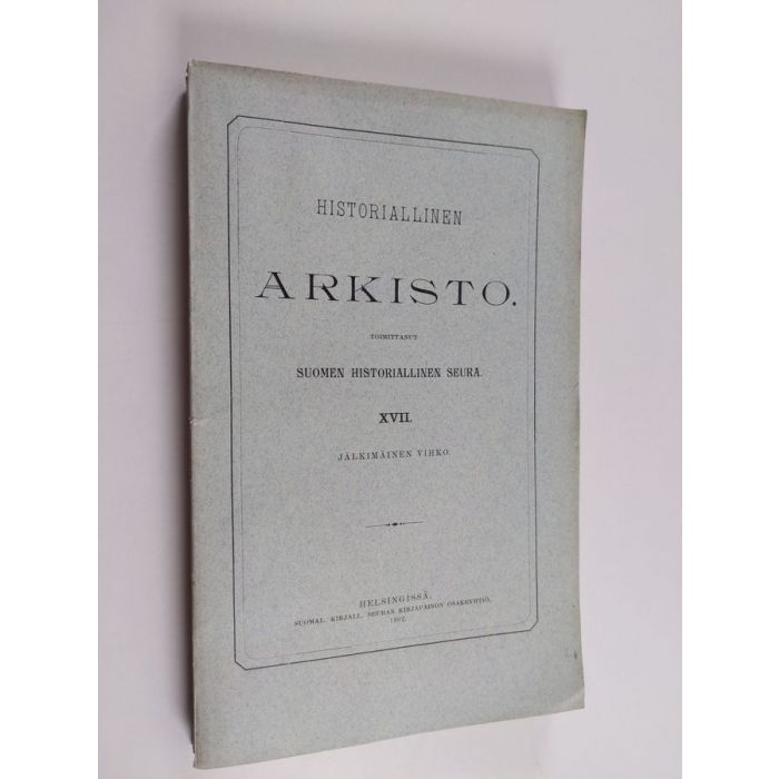 Osta : Historiallinen Arkisto 17, 2 | | Antikvariaatti Finlandia Kirja