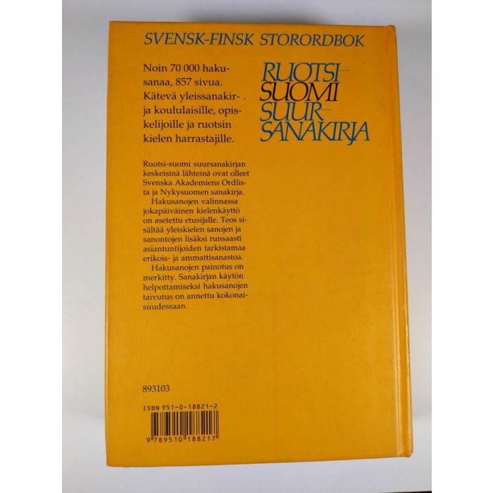 Osta Lampen: Ruotsi-suomi-suursanakirja = Svensk-finsk storordbok | Lea  Lampen | Antikvariaatti Finlandia Kirja