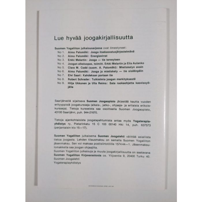 Erkki ym. Melartin (toim.) : Joogan alkeisopas