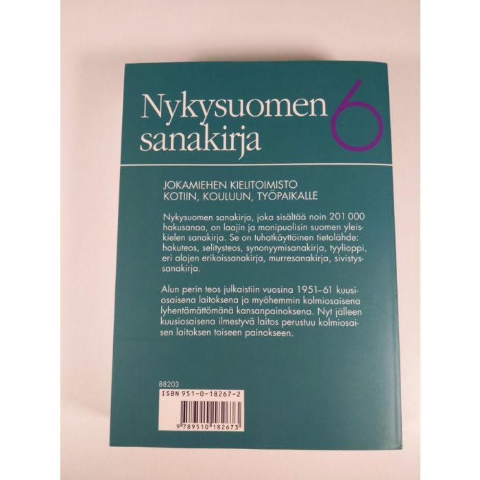 Osta : Nykysuomen sanakirja 1-6 | | Antikvariaatti Finlandia Kirja