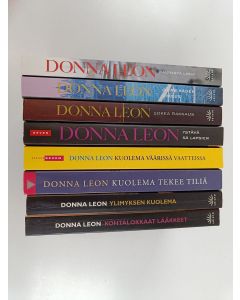 Kirjailijan Donna Leon käytetty kirja Donna Leon-paketti (8 kirjaa) : Ylimyksen kuolema ; Ystävä sä lapsien ; Kuolema väärissä vaatteissa ; Haurasta lasia ; Kohtalokkaat lääkkeet ; Sokea rakkaus ; Kuolema tekee tiliä ; Oman käden oikeus