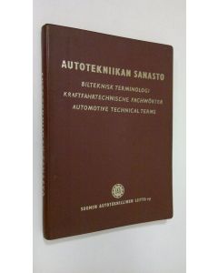 Tekijän Erkki Viitasalo  käytetty kirja Autotekniikan sanasto = Bilteknisk terminologi = Kraftfahrtechnische Fachwörter Automotive technical terms