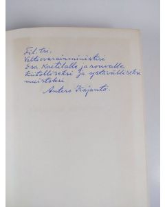 Kirjailijan Antero Kajanto käytetty kirja Paluu (tekijän omiste, signeerattu)