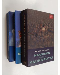 Kirjailijan Philip Pullman käytetty kirja Universumien Tomu-trilogia : Kultainen kompassi ; Salaperäinen veitsi ; Maaginen kaukoputki