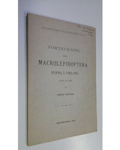 Kirjailijan Enzio Reuter käytetty kirja Förteckning öfver Macrolepidoptera funna i Finland efter år 1869