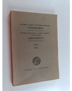 käytetty kirja Suomen sukututkimusseuran vuosikirja  XVl 1932