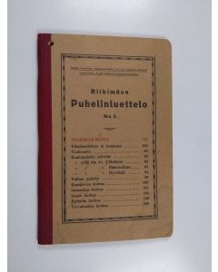 käytetty kirja Riihimäen puhelinluettelo N:o 2 (1933)