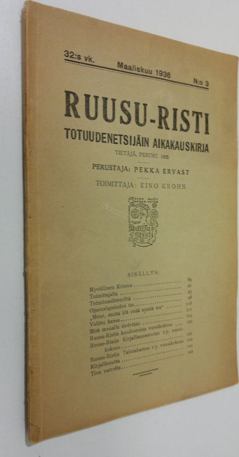 Pekka Ervast : Ruusu-Risti 1936 n:o 3