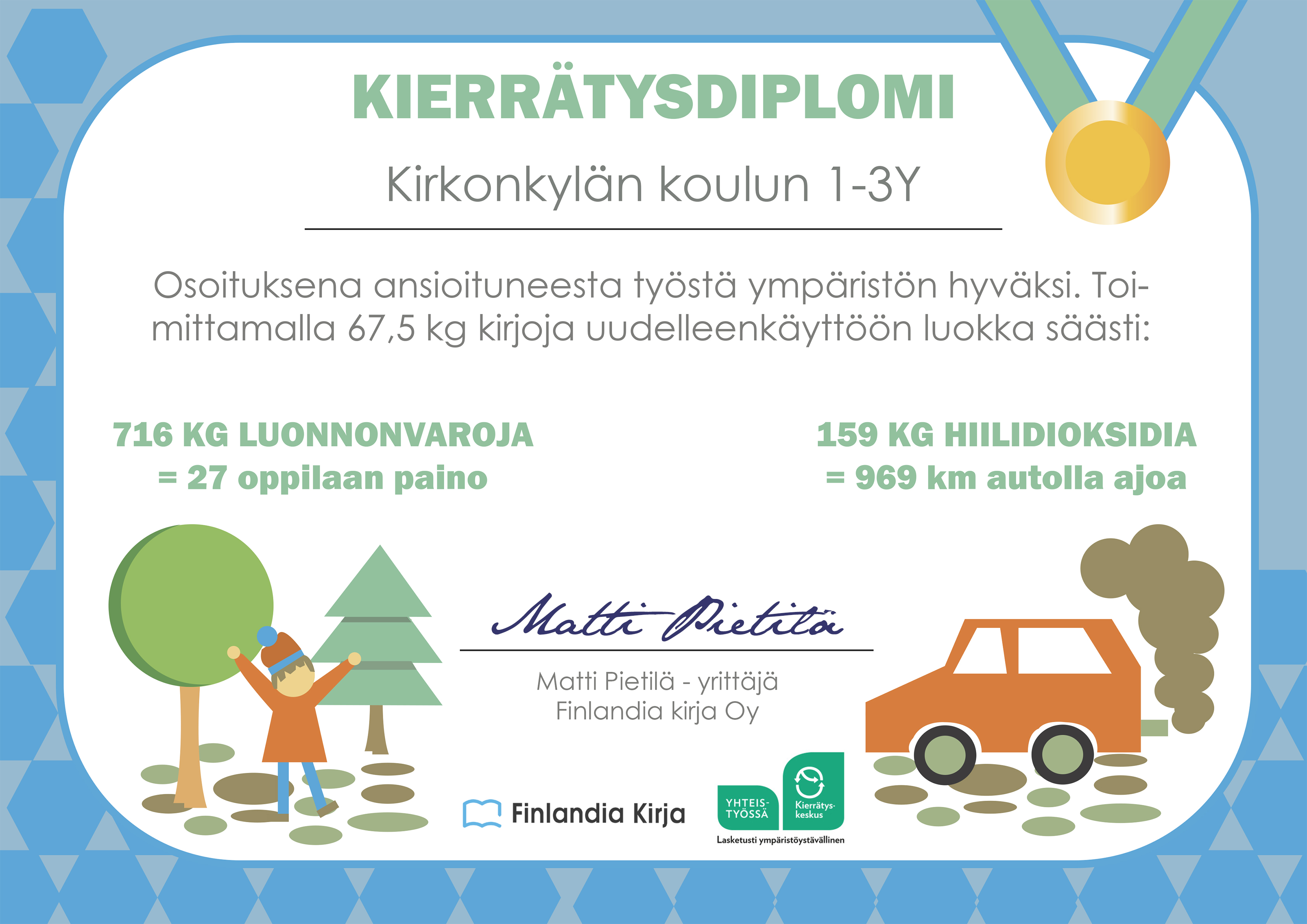 Kierrätysdiplomi Finlandia Kirja