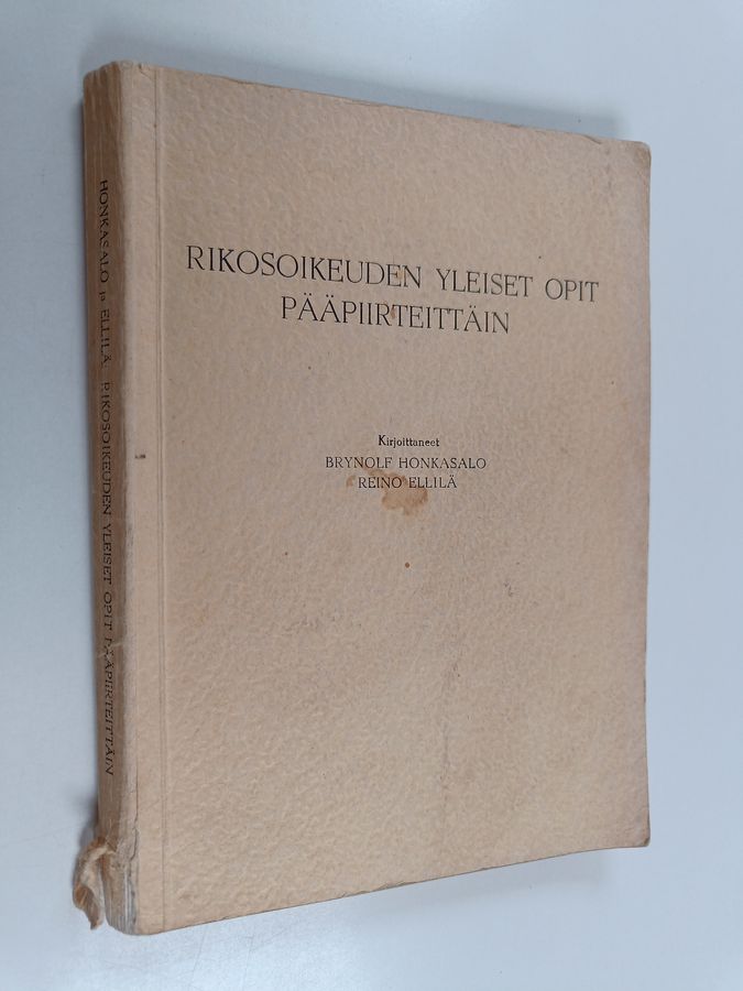 Brynolf Honkasalo : Rikosoikeuden yleiset opit pääpiirteittäin